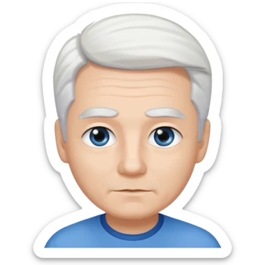 pure white hair,black eyebrows,cute mature Boy,  sticker