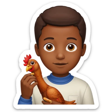black boy holding chicken wing sticker