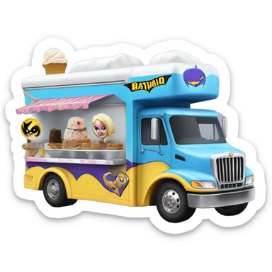 Batgirl’s fast hot rod tri axle ice cream truck  sticker