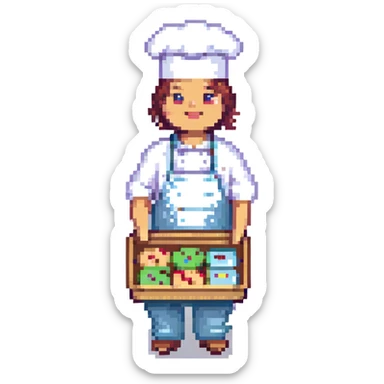 a baker holding a tray of cookies sticker