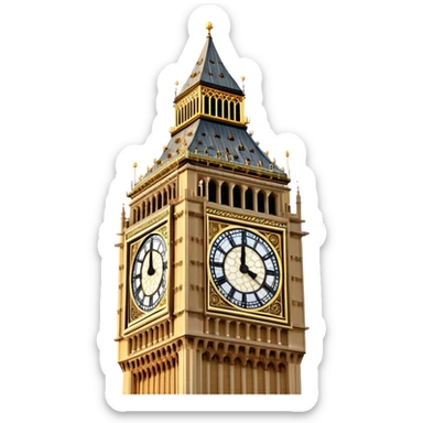Cinematic Realistic Big Ben Landmark Emoji, showcasing the historic clock tower in exquisite detail rendered with dynamic lighting and rich textures that highlight its timeless grandeur. sticker