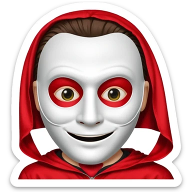 Emoji de la película La casa de papel máscara y la ropa rojo y la máscara realista  sticker