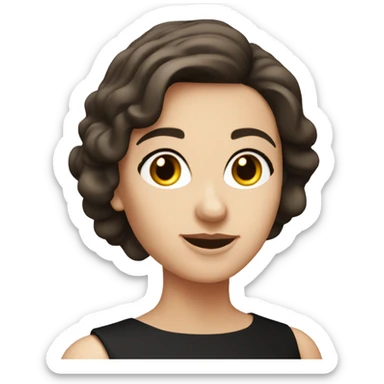 bust of caucasian lady with short brunette hair and wearing black strapless dress sticker
