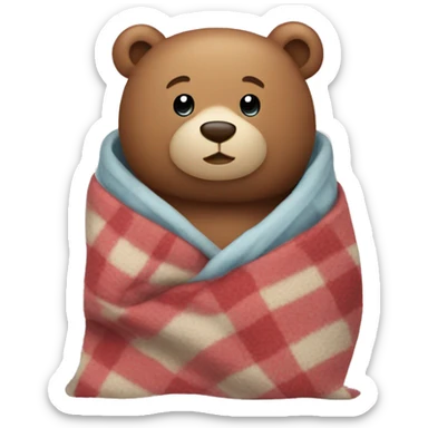 happy bear cozy in blanket sticker