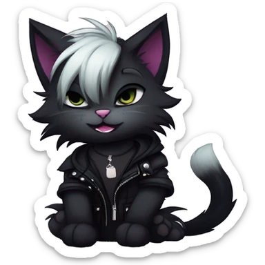 Edgy sharp anthro punk black cat furry by Falvie, LiLaiRa, griffsnuff, AngieWolf sticker
