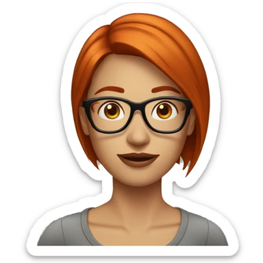 short straight red hair, glasses mid thirties woman sticker