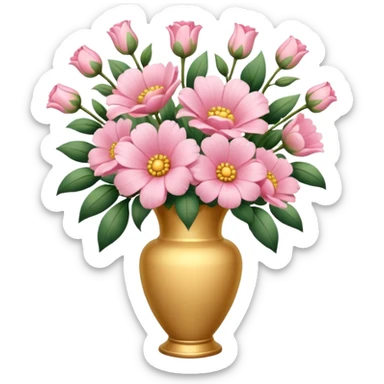 Pastel Pink Flowers Bouquet Golden Huge In a Vase sticker