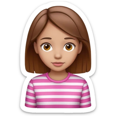 lightskin girl  pink and white striped shirt and brown hair  sticker