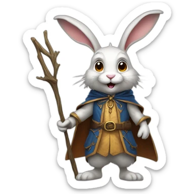 crazy rabbit in wizard outfit, full body sticker