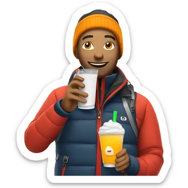 Ski instructor with drink sticker