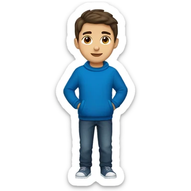 winter, christmas, hispanic, short brown hair, boy, brown eyes, child, full body, blue sweater sticker