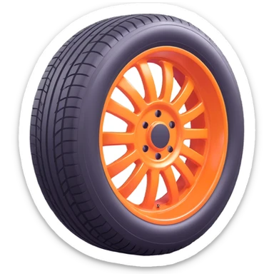 Create a tire emoji that looks exactly like the reference image in iOS emoji style. It should be 3D with shiny, smooth gradients, soft shadows, realistic tire texture, classic emoji look, and add a subtle highlight to the tread. sticker