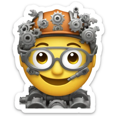 Happy face with an engineering gear sticker