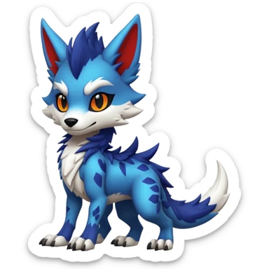 Cool Hot randomly-colored chibi furry anthropomorphic fantasy-Fakémon-Sergal-Canine-creature with edgy markings (full body) sticker