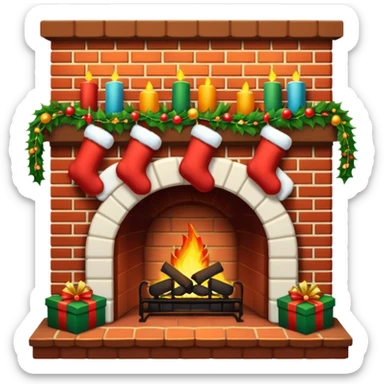 Classic Christmas Fireplace sticker