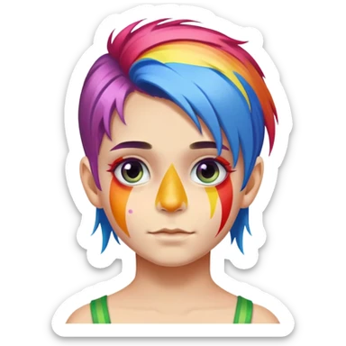 kid with rainbow hair and face paint sticker