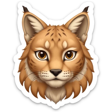 A high-resolution photo-realistic digital illustration of a majestic young lynx, chest upward  sticker