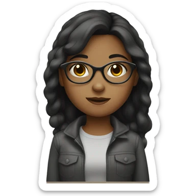 A girl with glasses and got wawy dark hair sticker