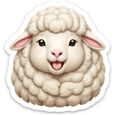 Cinematic Cute Yawning Sheep Portrait Emoji, Head tilted slightly with a dramatic, wide-open yawn, showcasing a soft, downy white fleece with gently drooping ears, round gentle eyes barely open in drowsy contentment, Simplified yet irresistibly adorable features, highly detailed, glowing with a soft, cozy glow, high shine, relaxed yet expressive, stylized with a touch of whimsical charm, bright and endearing, soft glowing outline, capturing the essence of a sleepy yet affectionate sheep, so drowsy it feels like it could stretch out of the screen and curl up for a nap! sticker