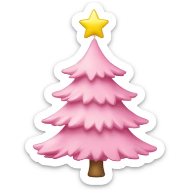 Pink Christmas tree with pastel yellow star on top and white tinsel  sticker