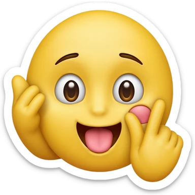 “A yellow emoji face with eyes looking down, tongue sticking out playfully, and one hand raised next to its face making a pinching-fingers gesture.” sticker