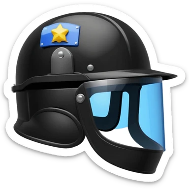 Police riot helmet with visor
 sticker