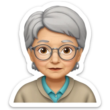 grandmother with glasses and gray hair, grizzle sticker