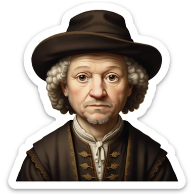 of-rembrandt,-shown-as-a-master-artist-with-deep,-introspective-eyes-and-richly-detailed-period-clothing,-rendered-with-dramatic-chiaroscuro-lighting-that-emphasizes-his-legacy sticker