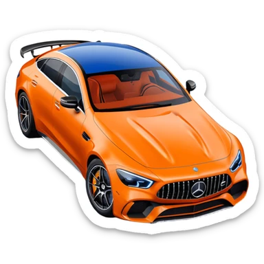 Mercedes amg gt 63 orange colour From top angle light coming from back and creating rimlight with blue colour on object sticker
