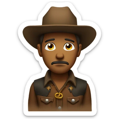 Sad cowboy emoji with round face  sticker
