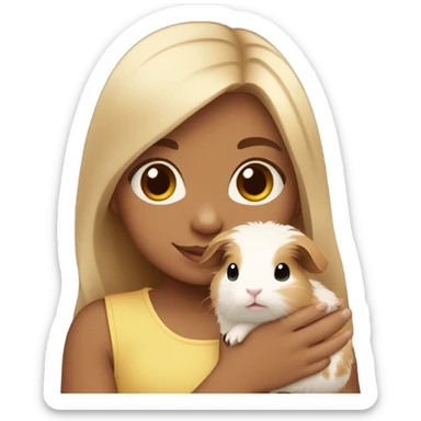 Little light skin girl holding a Guinea pig sticker