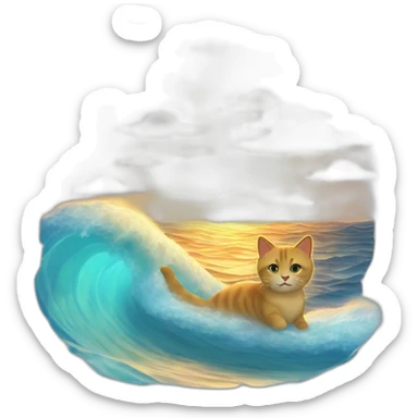 sea-Wave-cat-sun set sticker