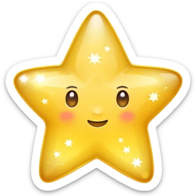 Generate a high-quality 3D cartoon-style emoji of a yellow sparkling star, glittering and shining effect, smooth gradient colors, rounded and cute appearance, no human faces, simple white background, high-resolution.

 sticker