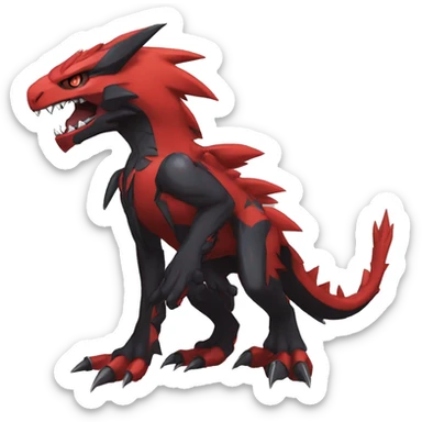  Cool Edgy Black Red Digimon-Fakemon-Garurumon full body sticker