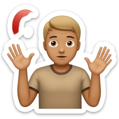 Man shrugging with the number 6 above his left hand and the number 7 above his right hand sticker