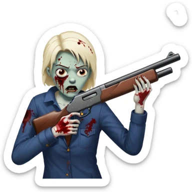 Person shooting shotgun at zombie, action pose, blood splatter, dark horror style, no background








 sticker