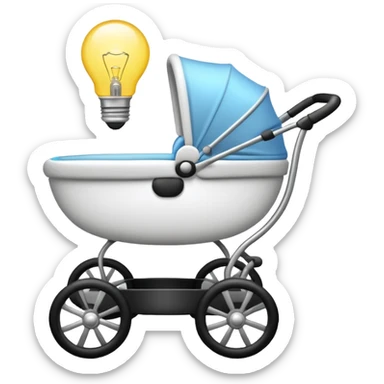 baby carriage with a lightbulb inside sticker
