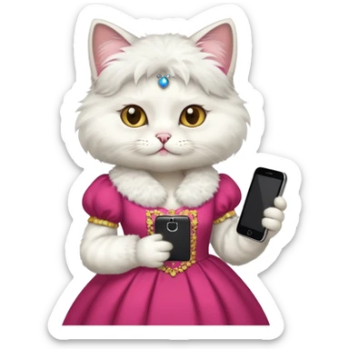 russia cat with custome dress and smartphone sticker