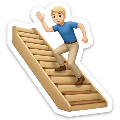 apple style emoji of a man climbing up the stairs sticker