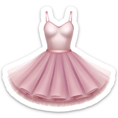 Cinematic Realistic Tutu, layers of fine, soft tulle forming a voluminous and airy skirt, delicate folds catching the light, slightly frayed edges adding authenticity, glowing softly with a warm and ethereal elegance. sticker