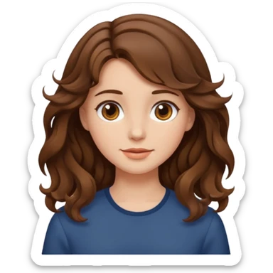fille brune cheveux mi longs ondulés sticker
