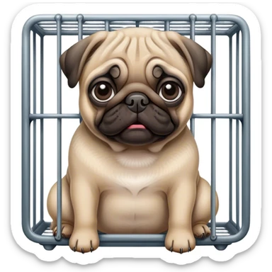 pug in a cage sticker