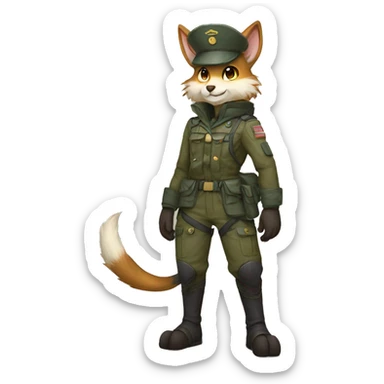 Anthro Fur-Sona-Fakémon with a military outfit Full Body sticker