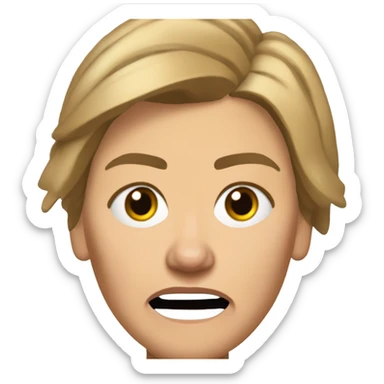 Make a picture of Senator Elizabeth Warren with a traditional Native American headdress make it realistically cartoonish without the braids really accentuate  her wrinkles make her hair blonder and get rid of the headdress besides make her look extremely afraid sticker