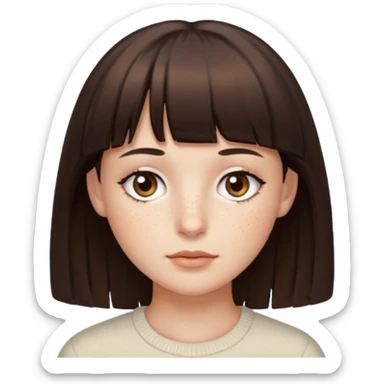 branca, olhos hazel, franjnha, pequenas sardas, cabelo castanho escuro sticker