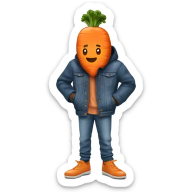 Carrot with a beanie and oversize jeans and jacket sticker