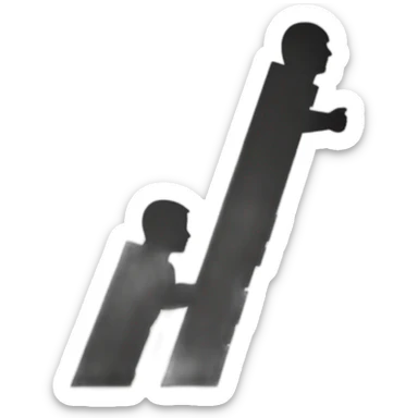 Barrier or wall between two silhouettes. sticker