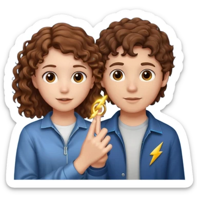 a 15 year old girl with brown curly hair but she has lightnings in it with a brown haired boy who gave her a promise ring sticker