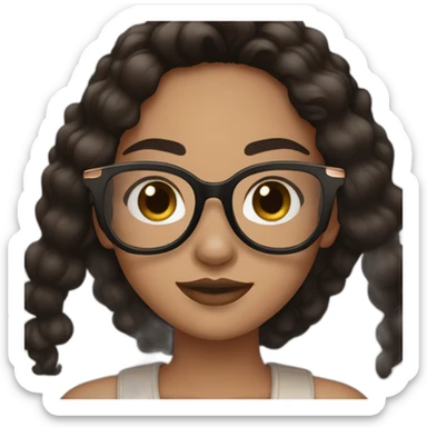 young adult girl with rose gold glasses and black to brown hair sticker