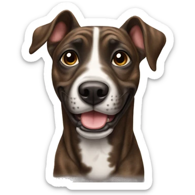 Happy brindle dog with floppy ears sticker